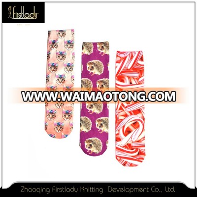 OEM 360 women heat Sublimation printing socks printing crew sock